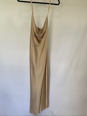 Show Me Your MuMu Champagne Beige Cowl Slip Maxi Dress